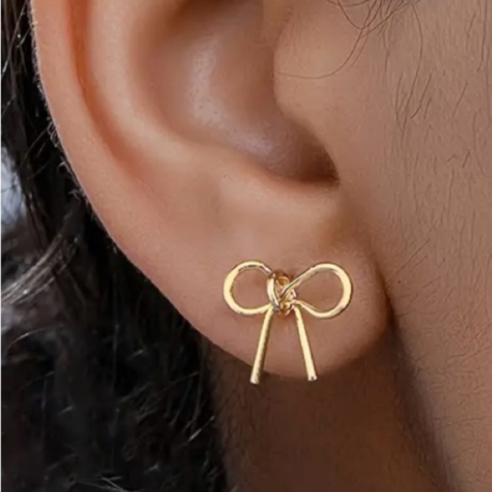 BOGO! Dainty Bow stud Earrings Gold color NEW